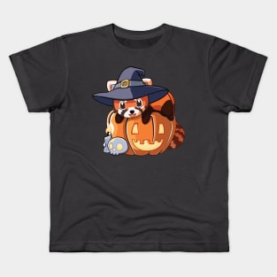 Red Panda on a Pumpkin Kids T-Shirt